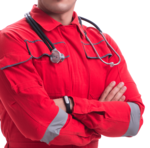 Un uniforme de type ambulancier ou médecin préshopitalier pour le cours ACLS Advanced Cardiovascular Life Support